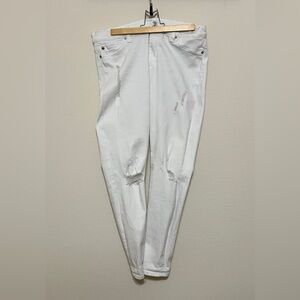 Hudson Jeans‎ White Denim Nico Mid Rise Distressed Super Skinny